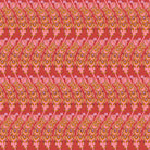 Patterned floral fabric with a repeating design on a Coral background