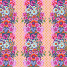 Floral pattern with pink and orange flowers on a yellow background