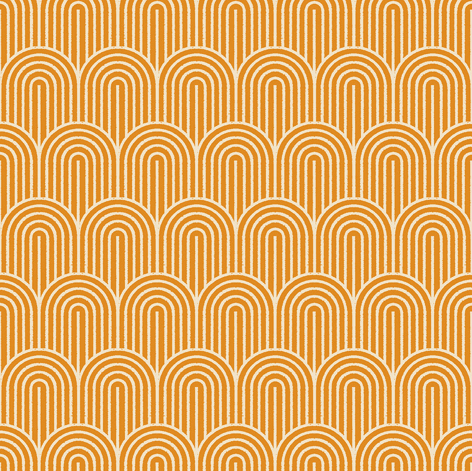 Pattern of arches in a grid on a beige background