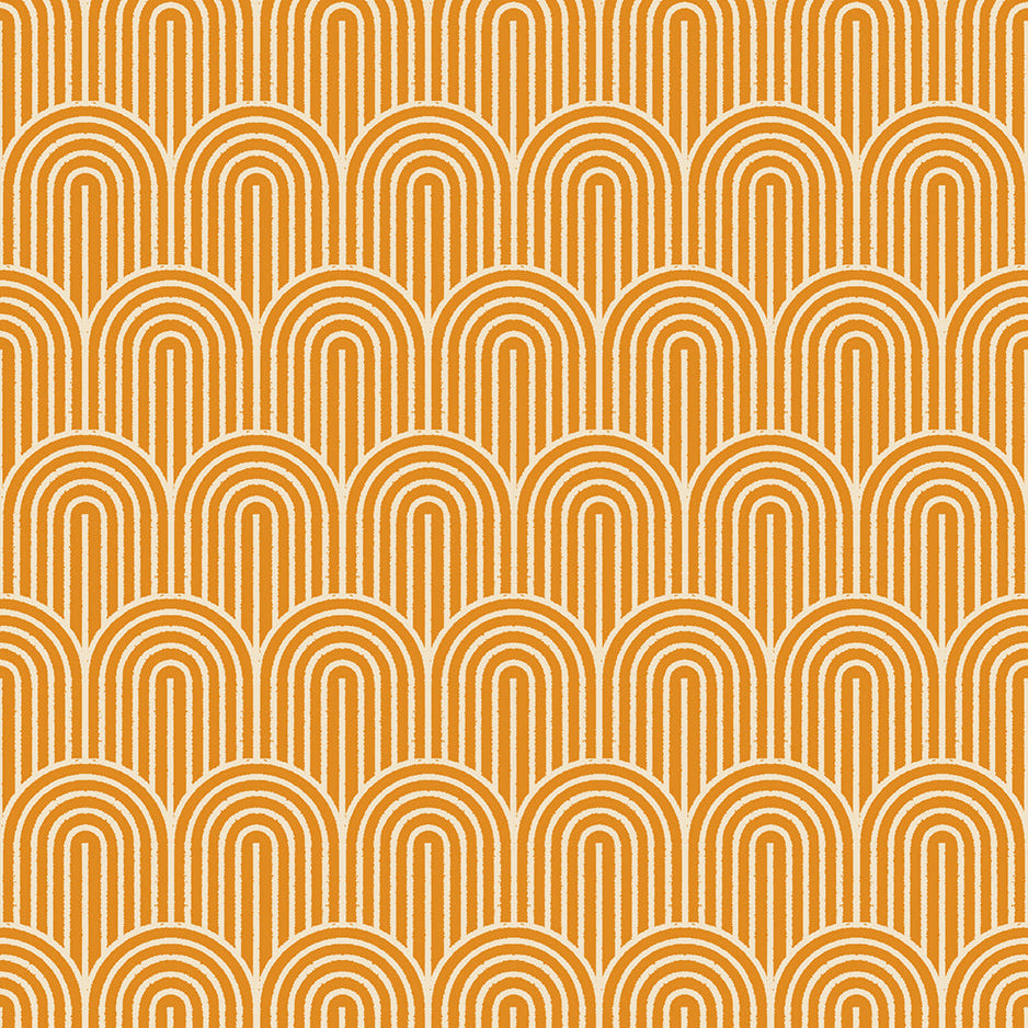 Pattern of arches in a grid on a beige background