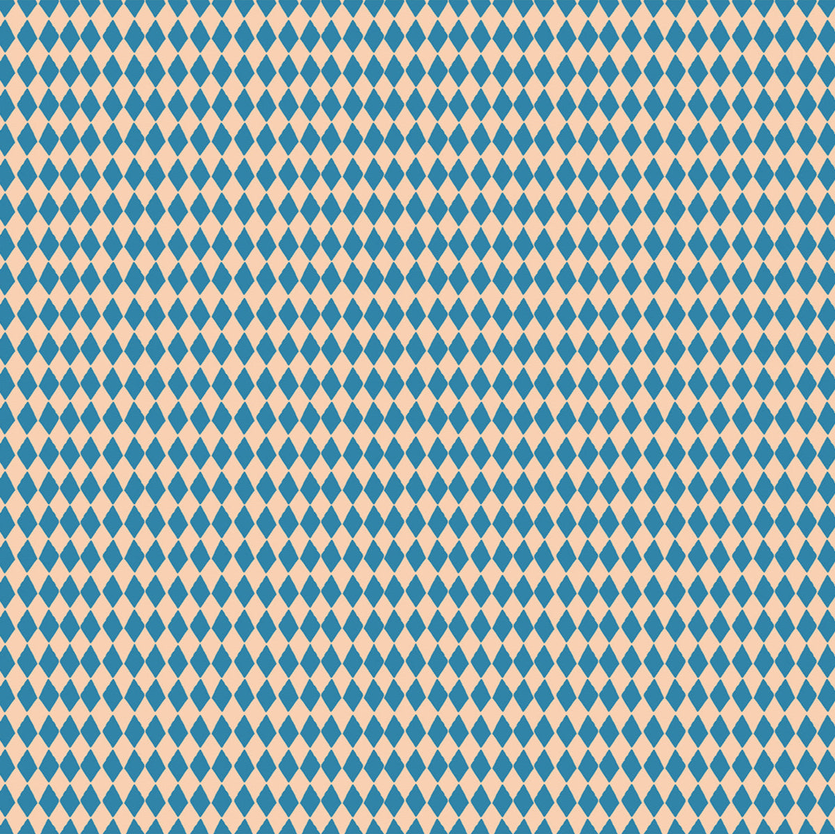 Harlequin pattern with blue and beige diamonds