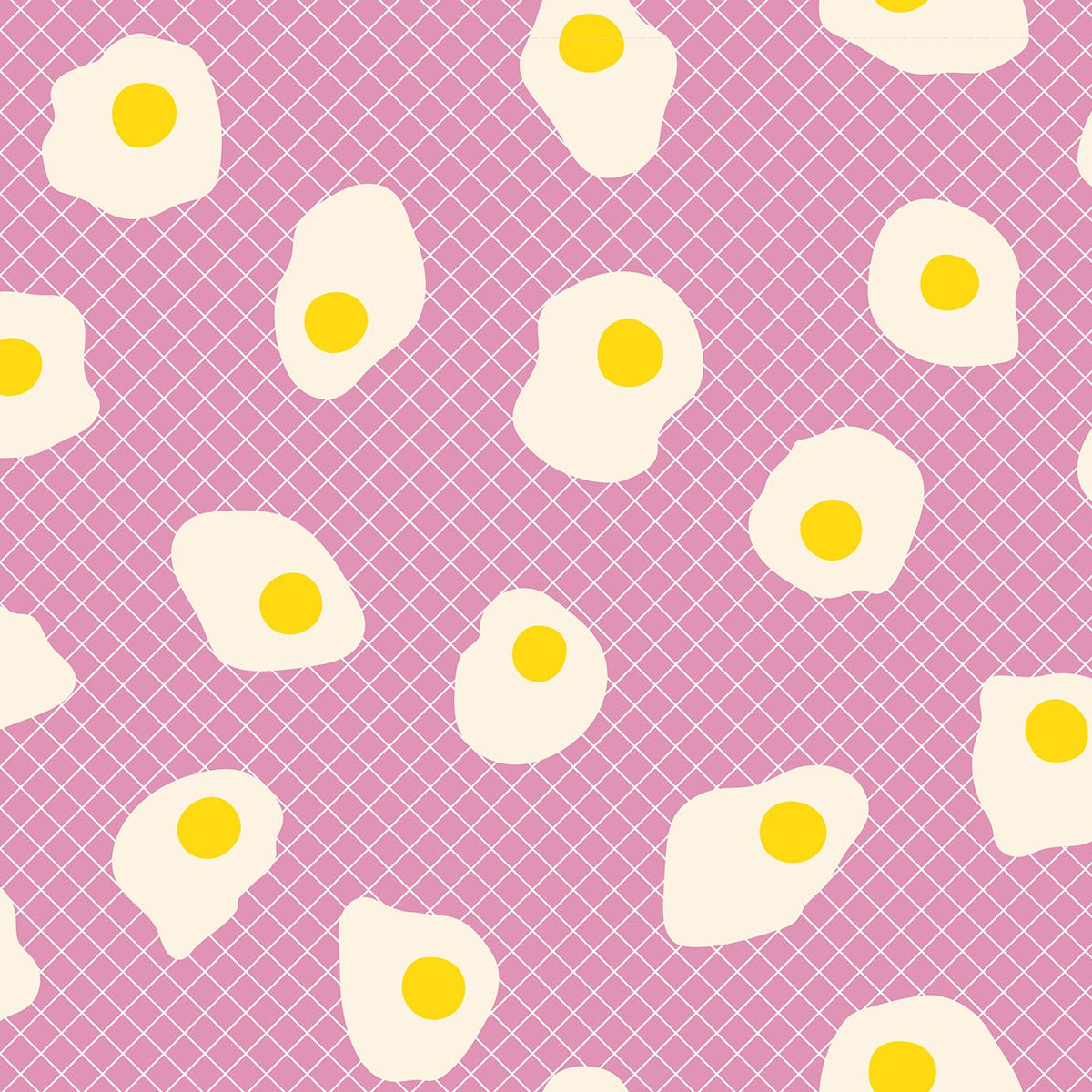 Pattern of white eggs with yellow yolks on a pink background