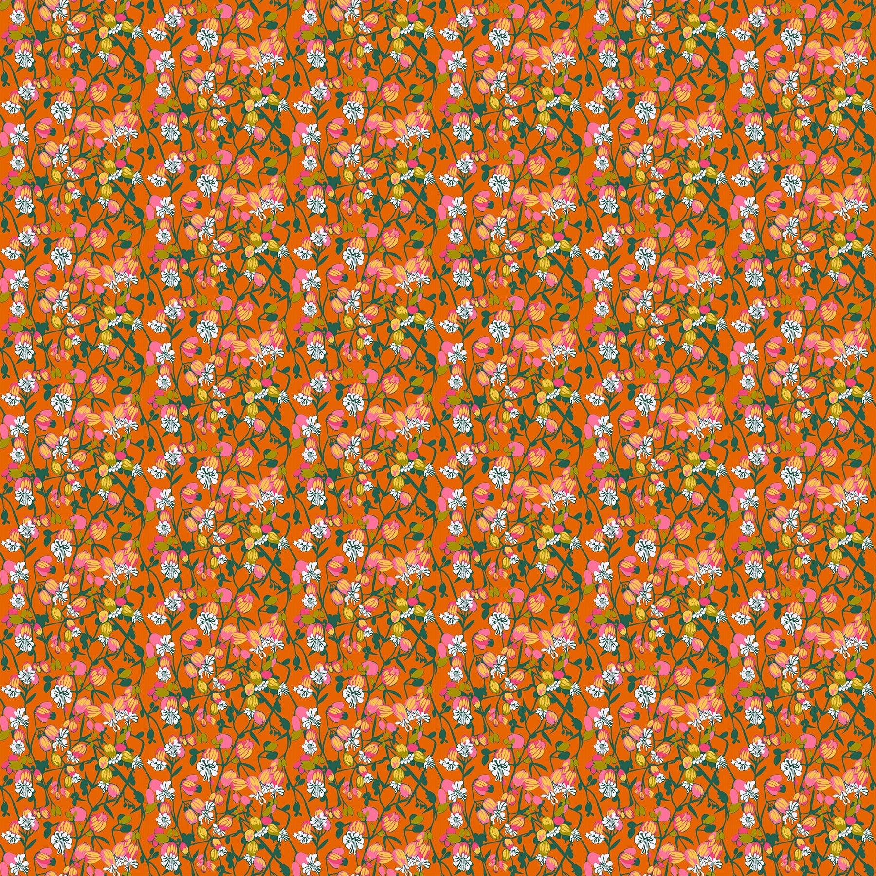 Floral pattern on an orange background