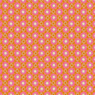 Pattern of pink flowers and gray circles on a toast background.