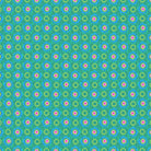 Pattern of concentric circles with pink centers on a blue and green background
