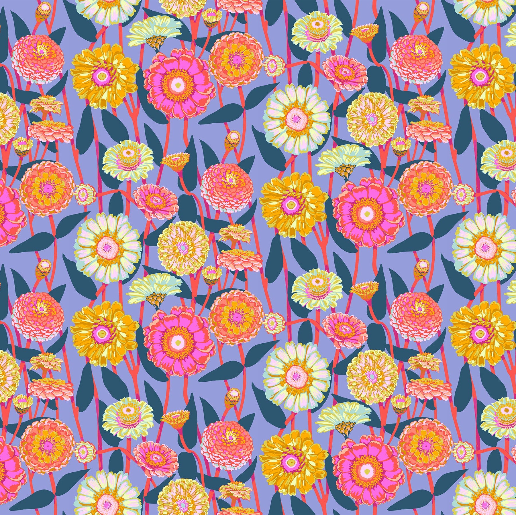 Colorful floral pattern on a purple background