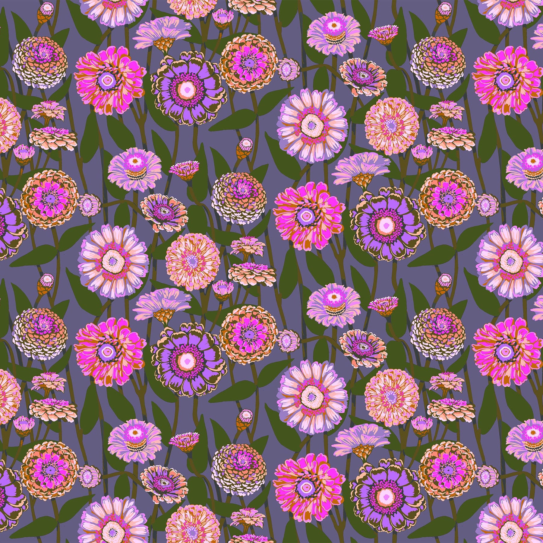 Pattern of colorful flowers on a dark background