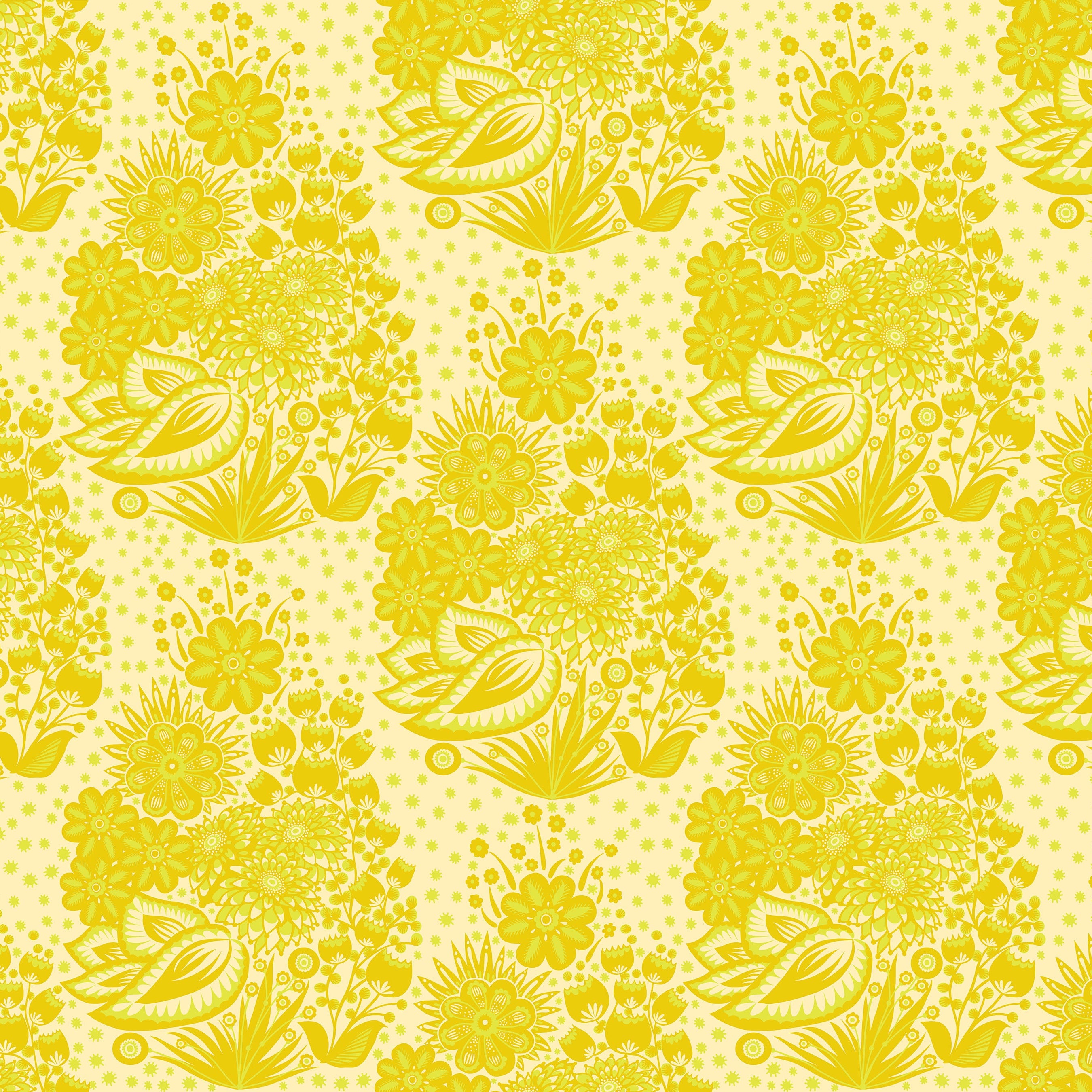 Yellow floral pattern on a yellow background