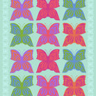 Pattern of colorful butterflies on a light blue background