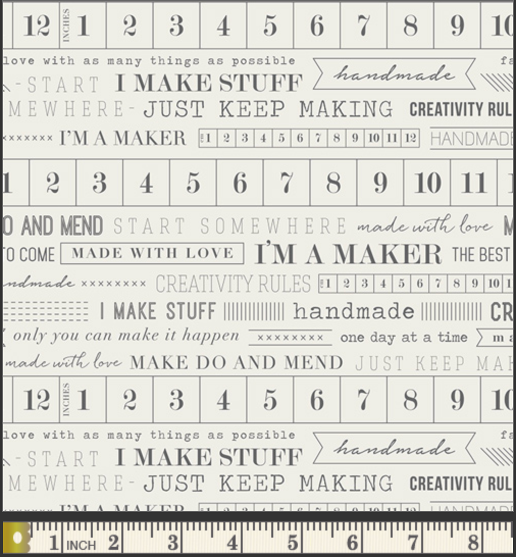 Text pattern with numbers and phrases on a white background, resembling a fabric swatch.
