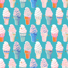 Pattern of colorful ice cream cones on a blue background