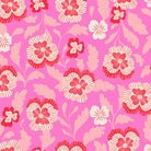 Floral pattern with red and white flowers on a pink background