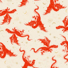 Pattern of red dragons on a beige background