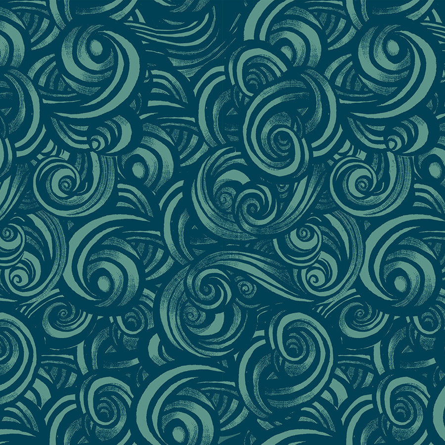 Pattern of swirling lines on a dark blue background