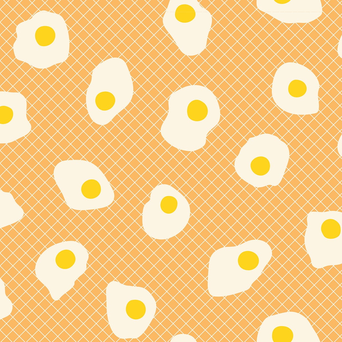 Pattern of white eggs with yellow yolks on a peach background