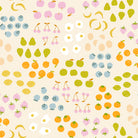 Pattern of colorful fruits and berries on a light background