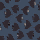 Pattern of black bird shapes on a blue background