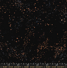 Black fabric with scattered copper and dark gray speckled glitter, featuring a white measurement ruler at the bottom with 'RUBY STAR SOCIETY' printed in gold.