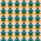 Geometric pattern with blue, green, and beige colors on a fabric background