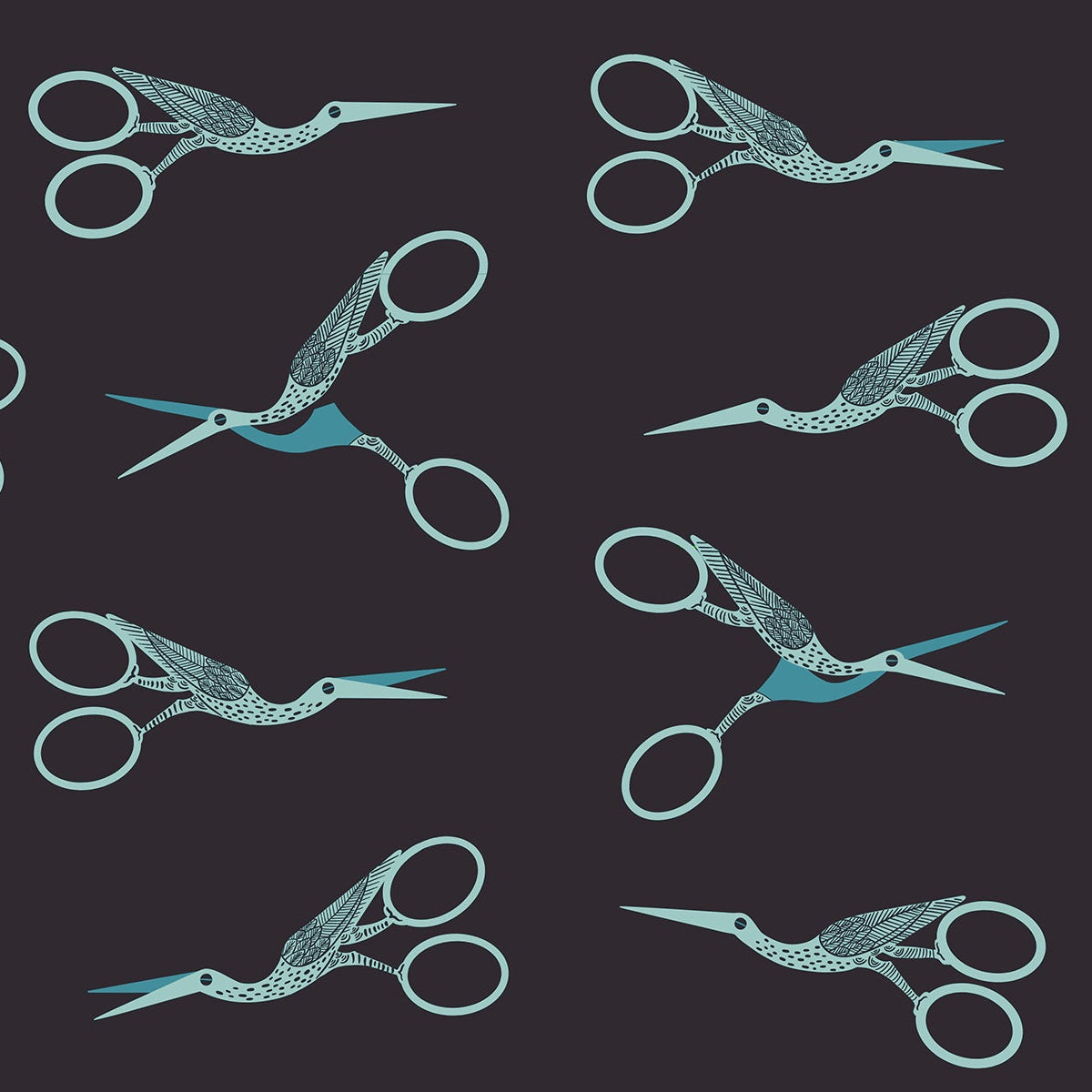 Pattern of scissors on a dark background