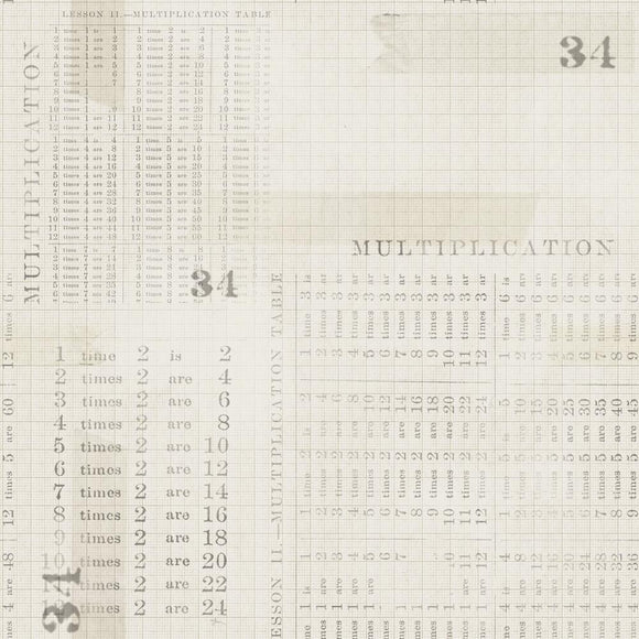 Monochrome Eclectic Elements Multiplication Table Parchment